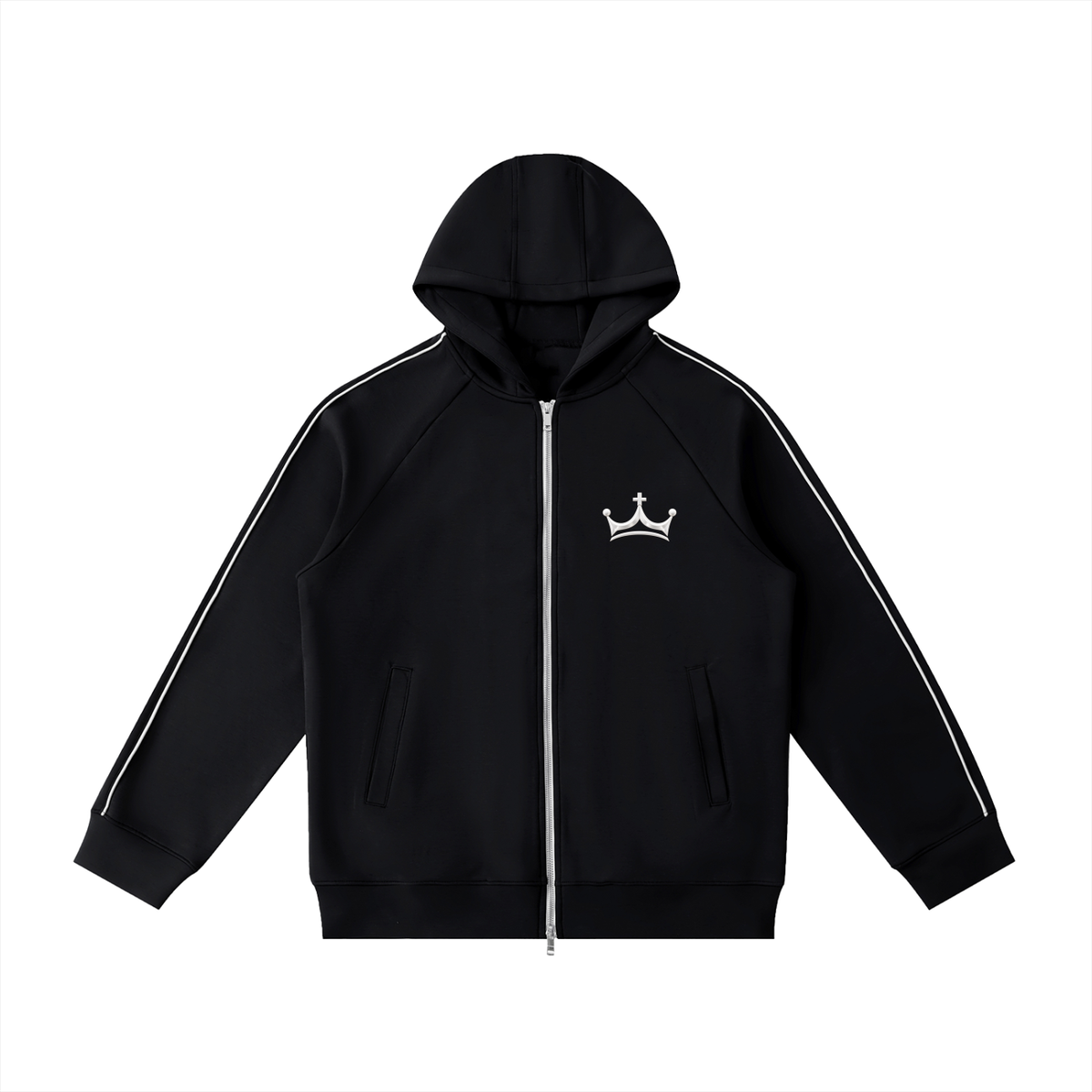 The GFG Heritage Raglan Zip Hoodie — Silver Crown