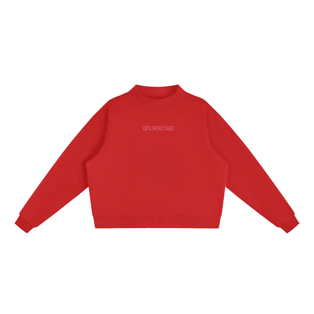 The GFG Heritage Essential Fleece Mock-Neck Sweatshirt — Tonal Lettering