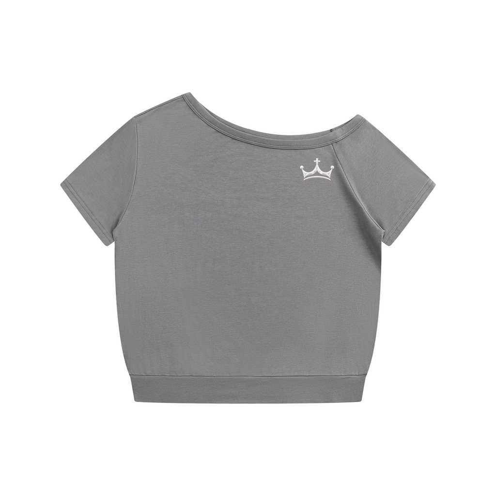 The GFG Heritage Off-the-Shoulder Tee — White Crown
