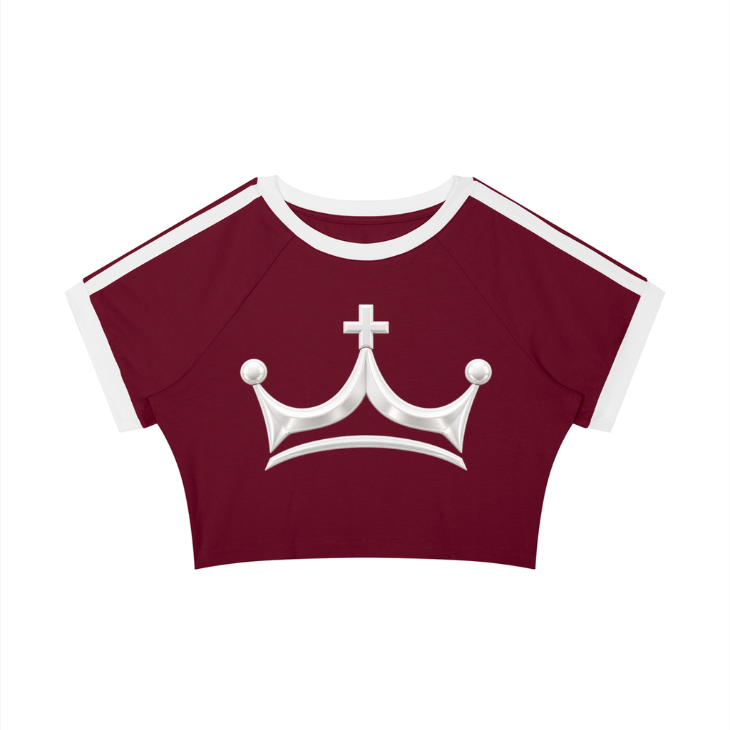 The GFG Heritage Varsity Crop Tee — White Crown