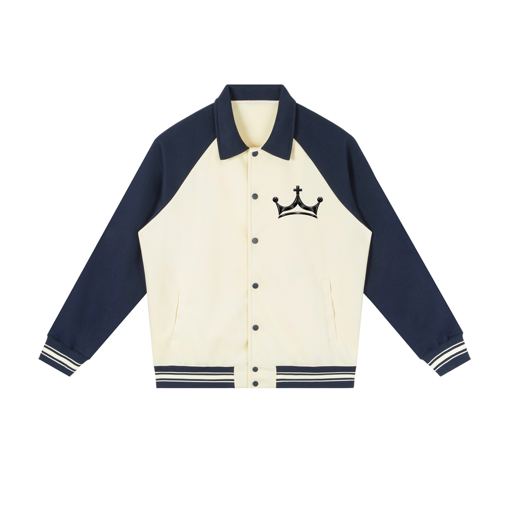 Contrast Raglan Sleeve Baseball Jacket