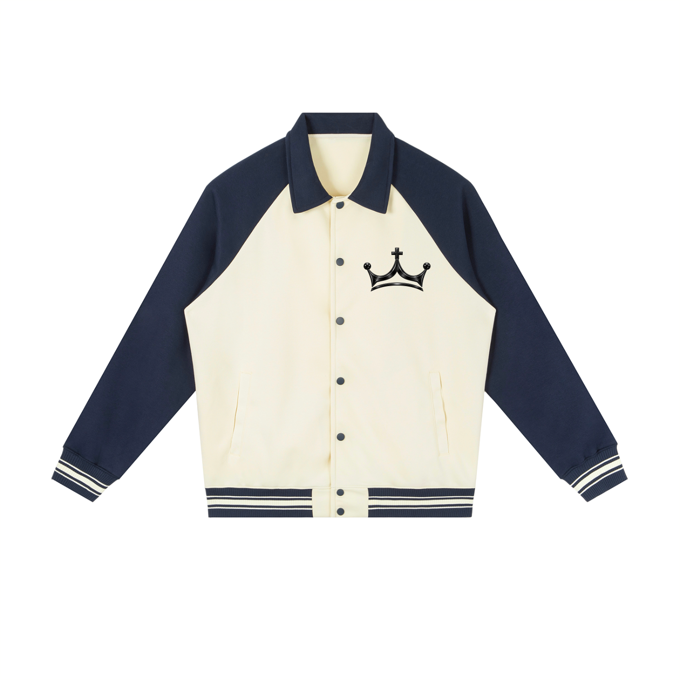 Contrast Raglan Sleeve Baseball Jacket