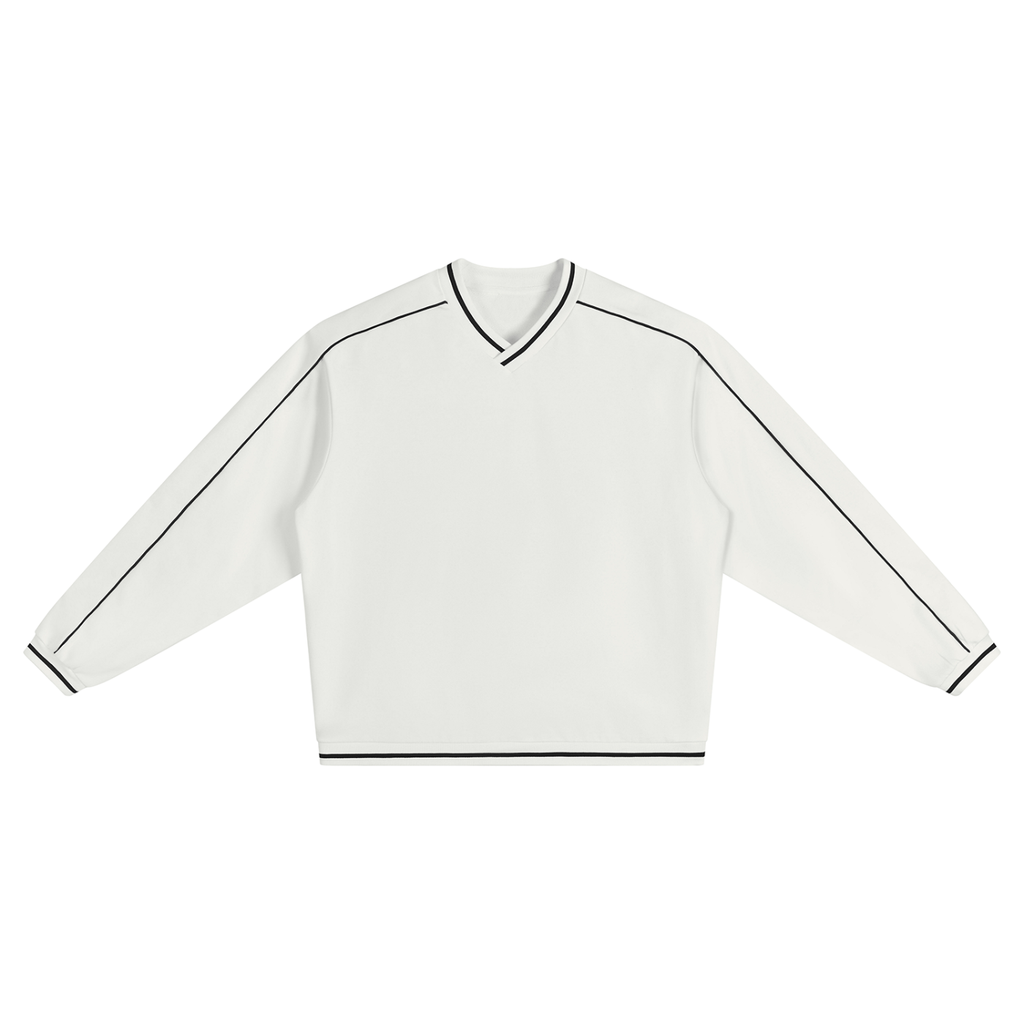 The GFG Heritage Color Block V-Neck Sweatshirt — Ivory