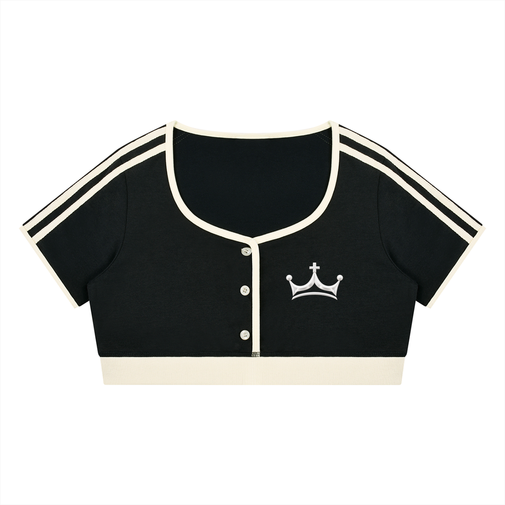 The GFG Heritage Color Block Crop Tee — White Crown