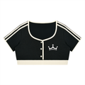 The GFG Heritage Color Block Crop Tee — White Crown