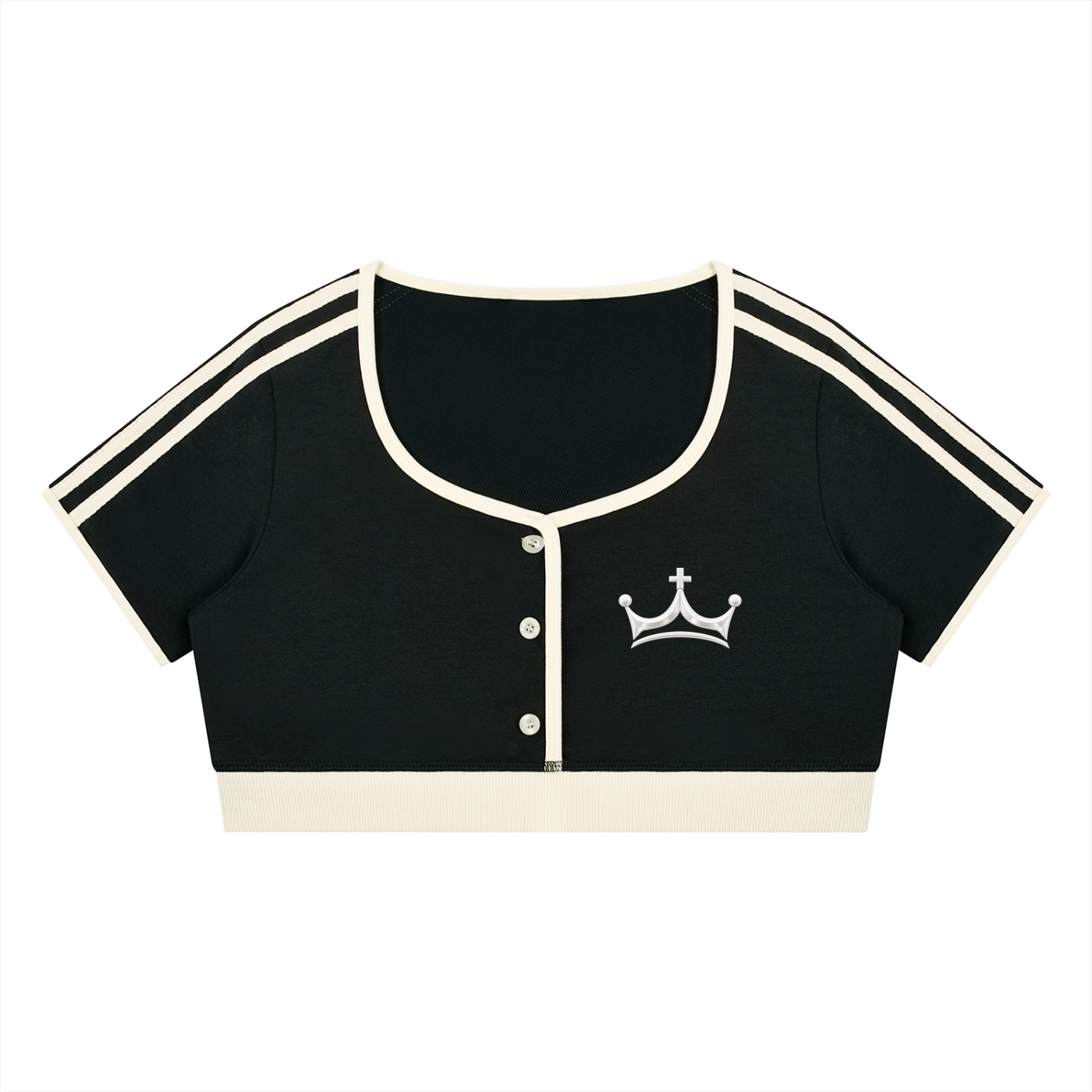 The GFG Heritage Color Block Crop Tee — White Crown