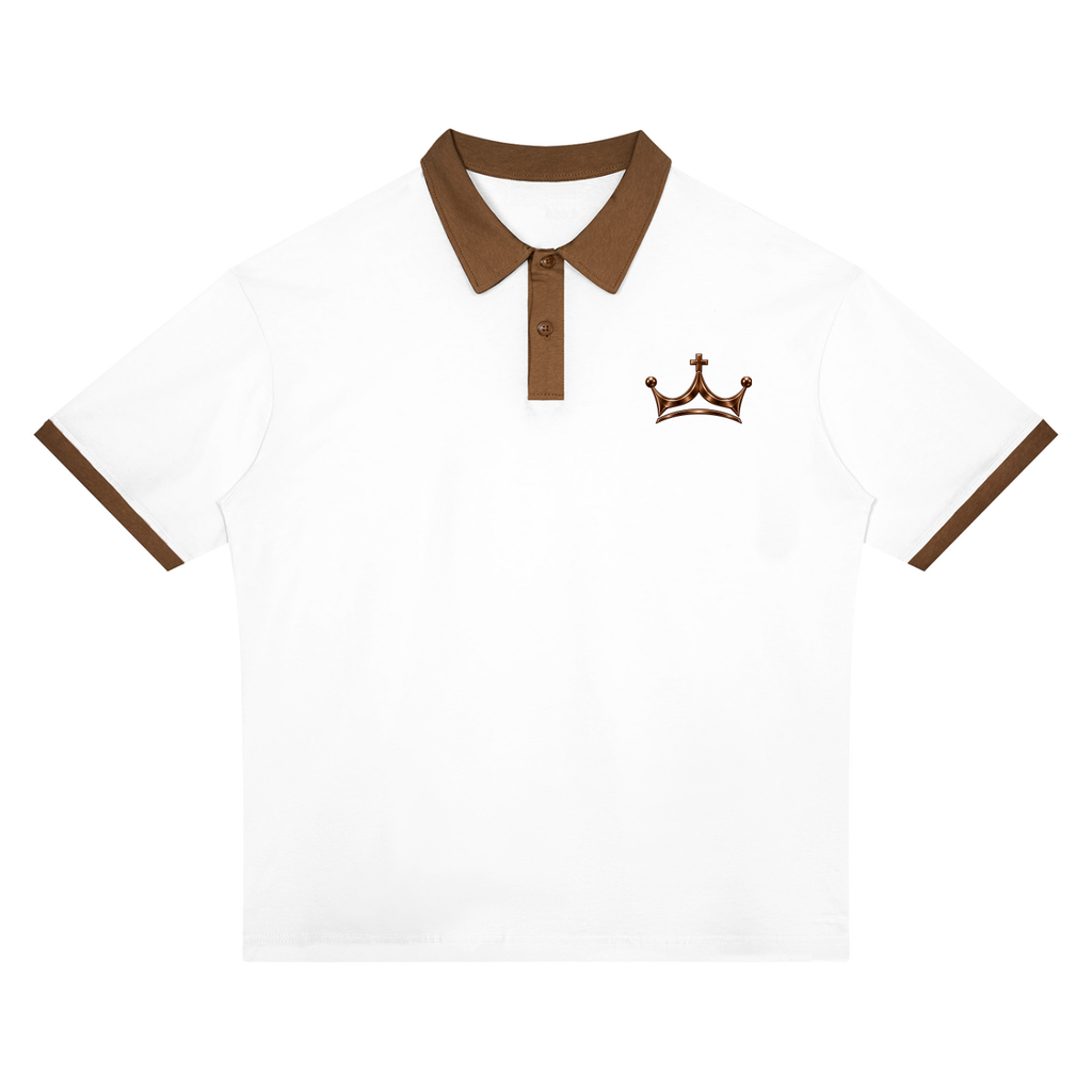 The GFG Heritage Color Block Polo — White & Brown