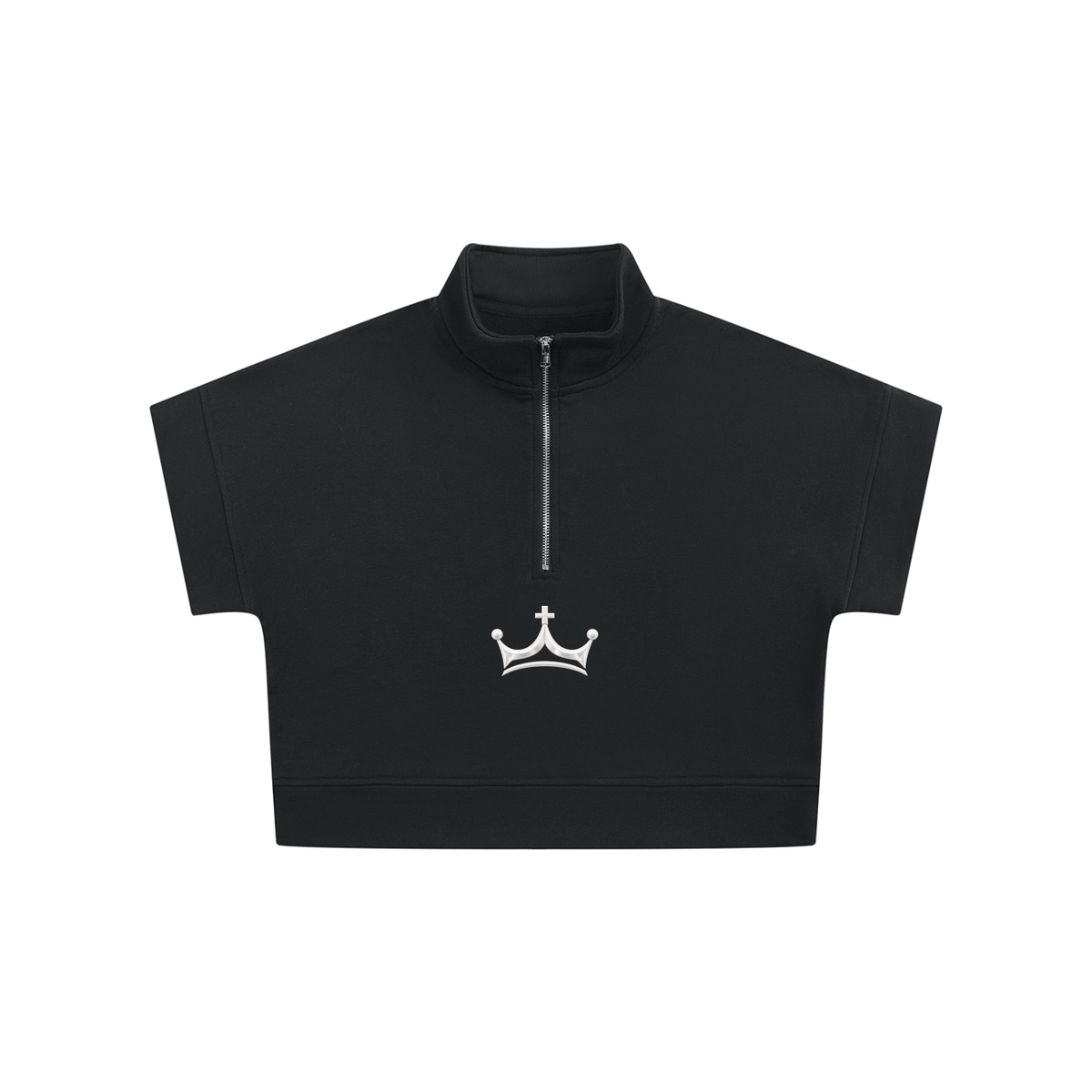 The GFG Heritage Quarter-Zip Crop Sweatshirt — White Crown