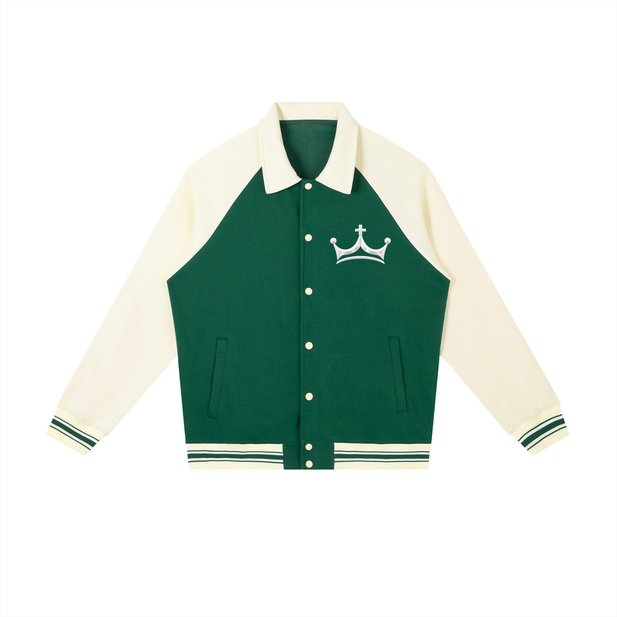 The GFG Heritage Varsity Jacket — White Crown