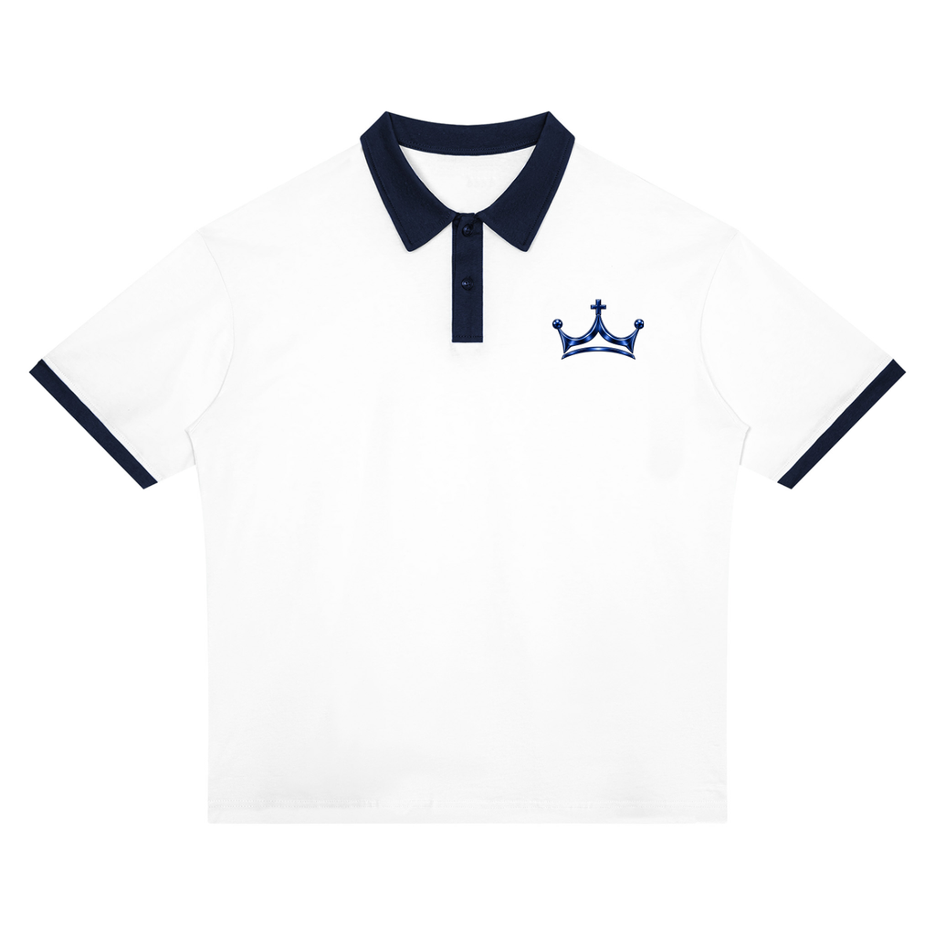 The GFG Heritage Color Block Polo — White & Navy