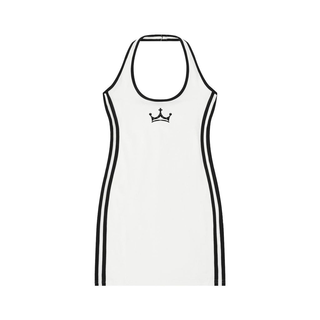 The GFG Heritage Halter Mini Dress — Black Crown