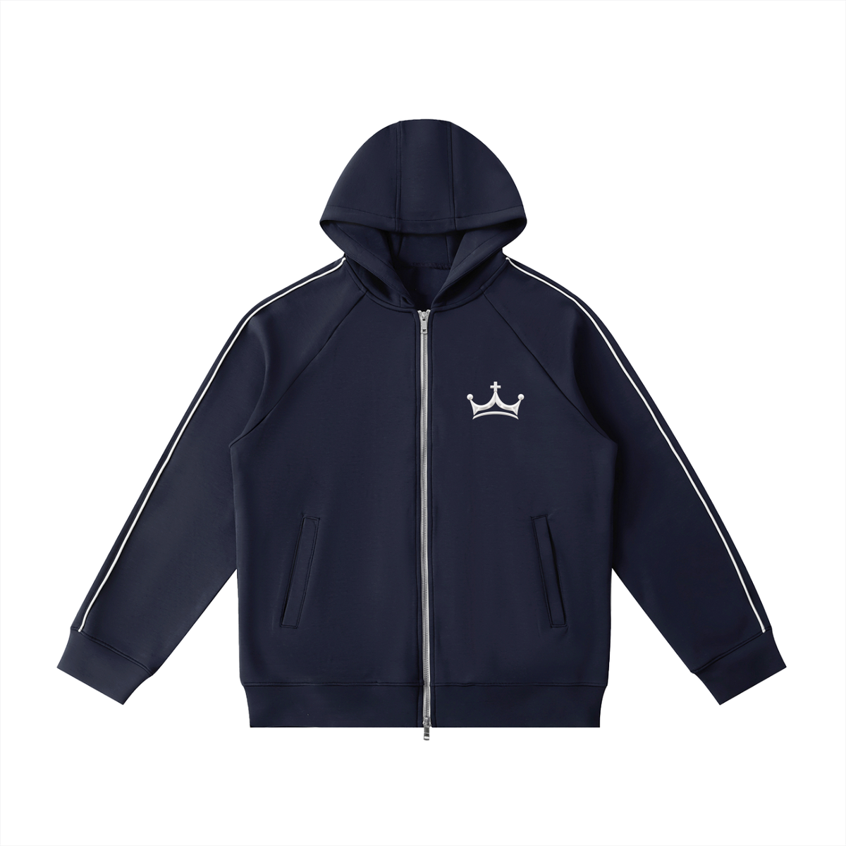 The GFG Heritage Raglan Zip Hoodie — Silver Crown