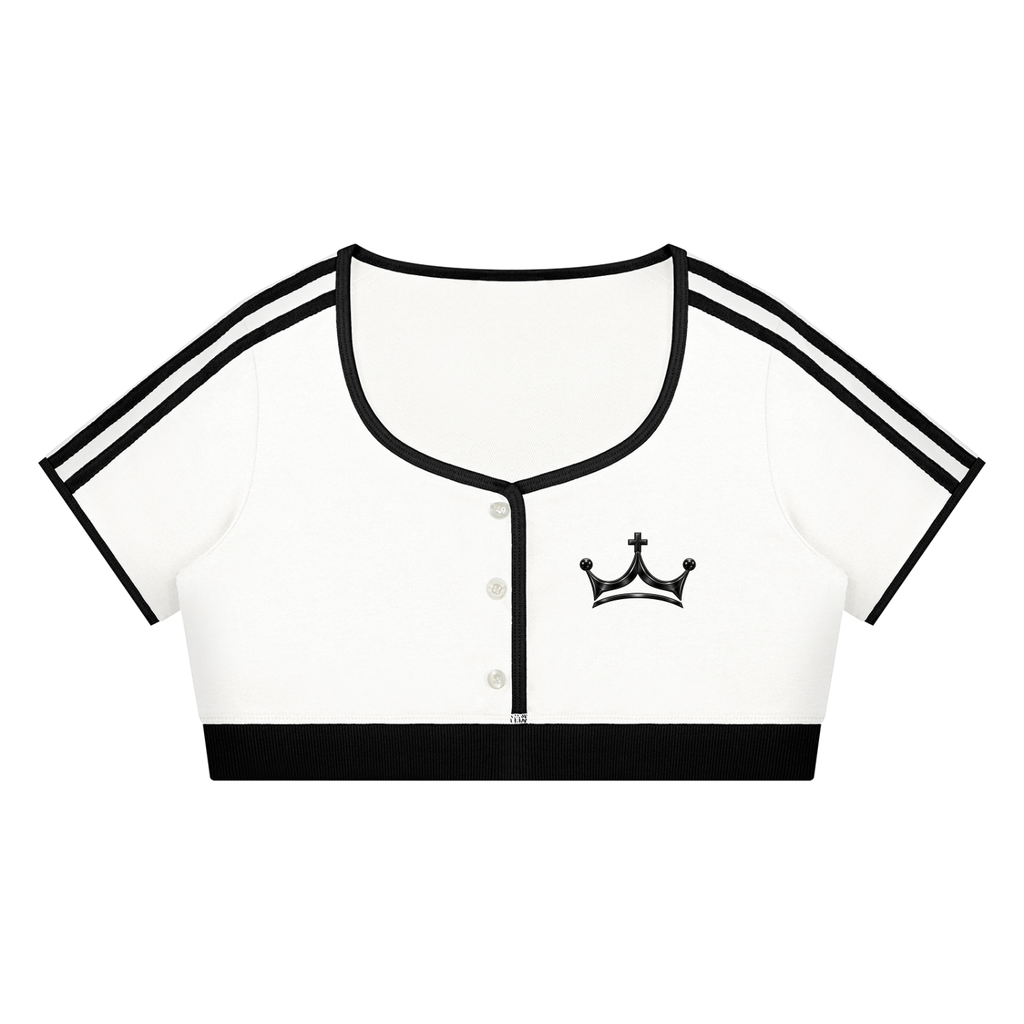 The GFG Heritage Color Block Crop Tee — Black Crown