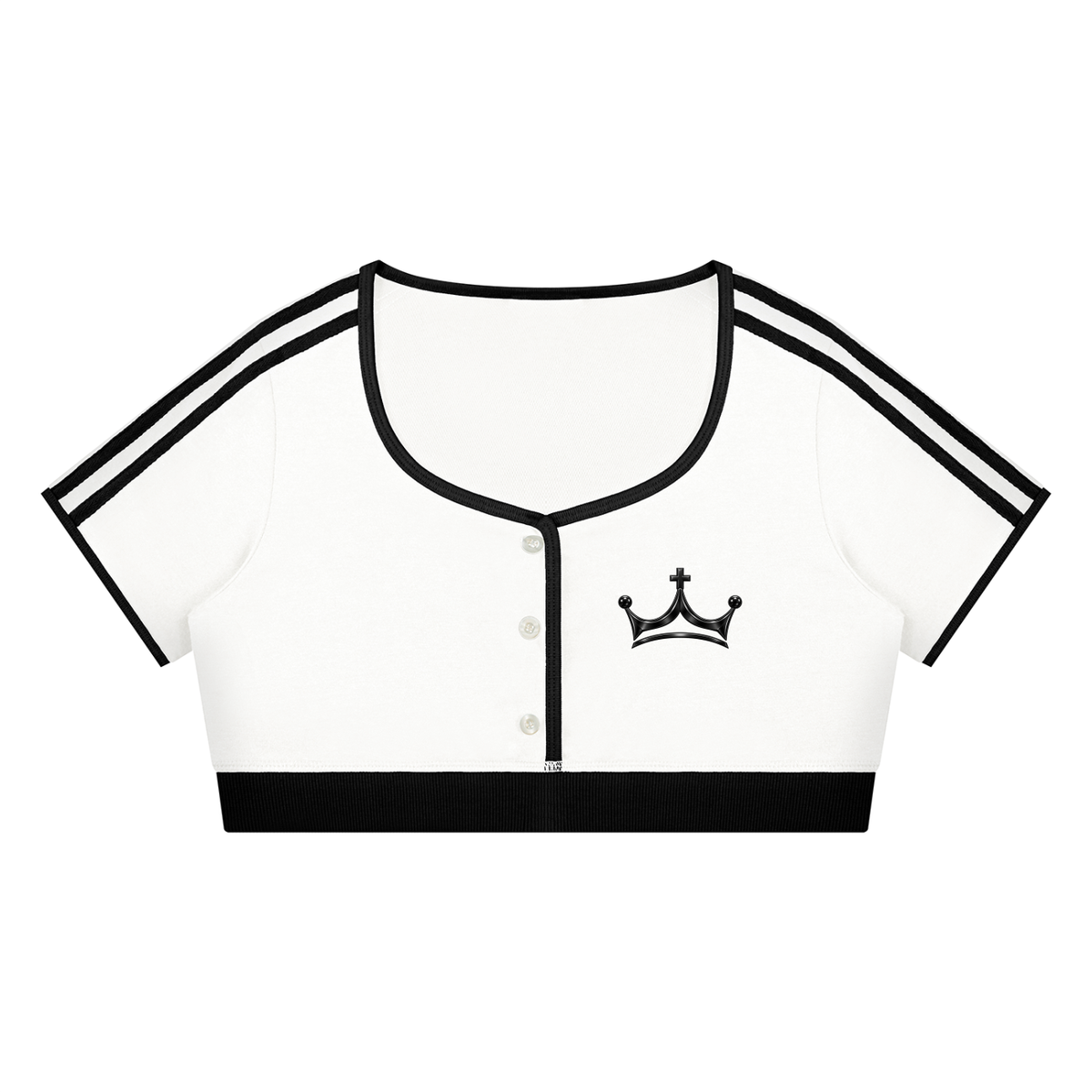 The GFG Heritage Color Block Crop Tee — Black Crown