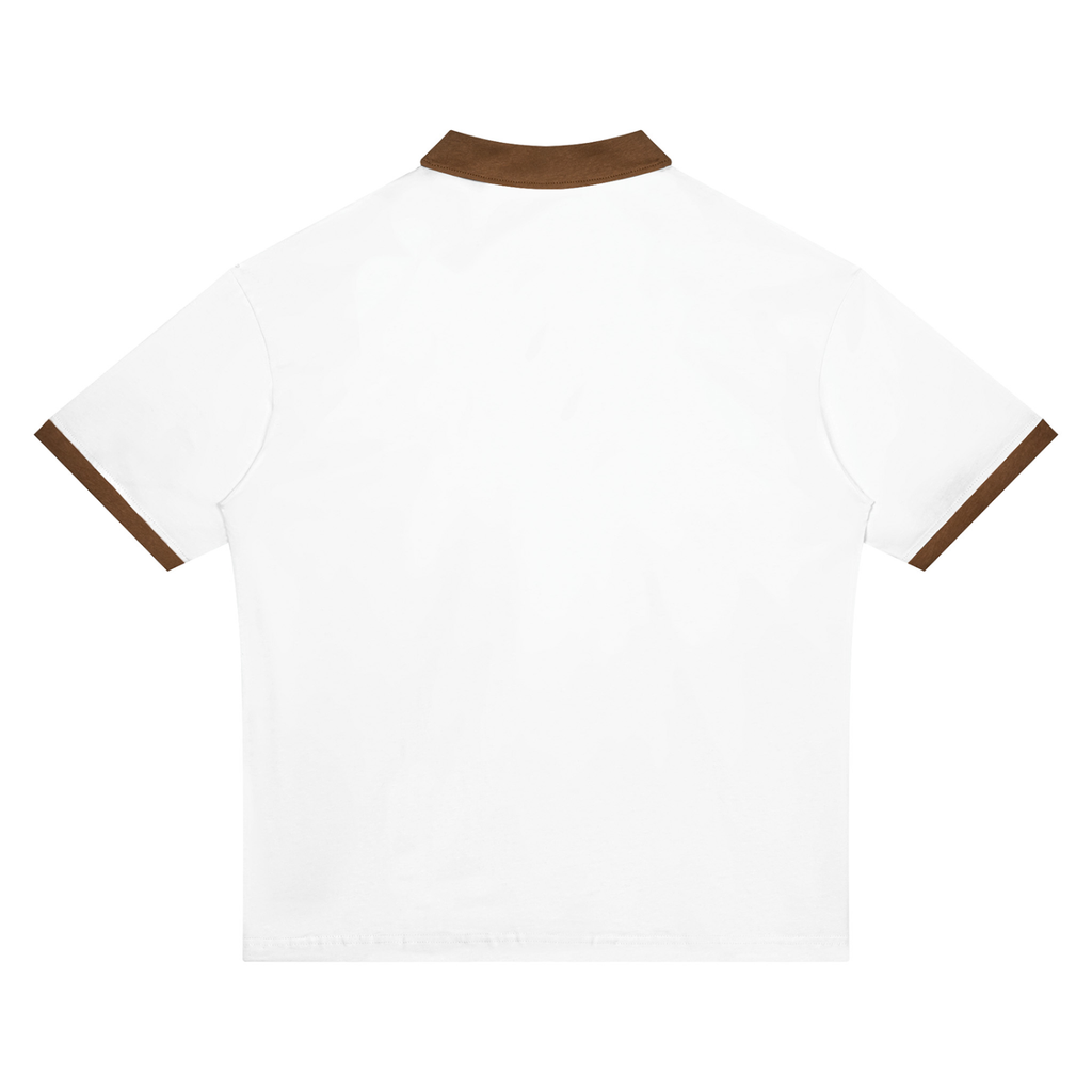 The GFG Heritage Color Block Polo — White & Brown