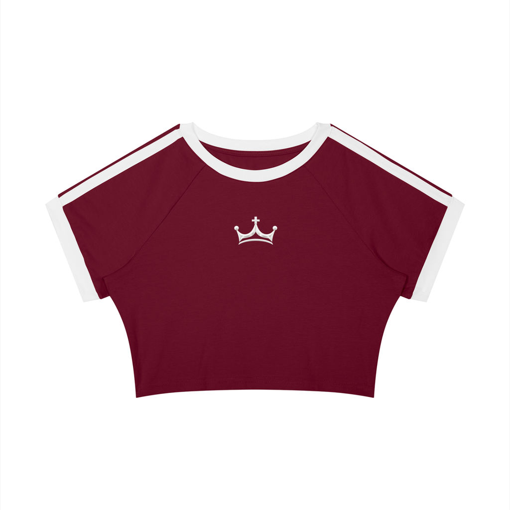 The GFG Heritage Collegiate Crop Tee — White Crown