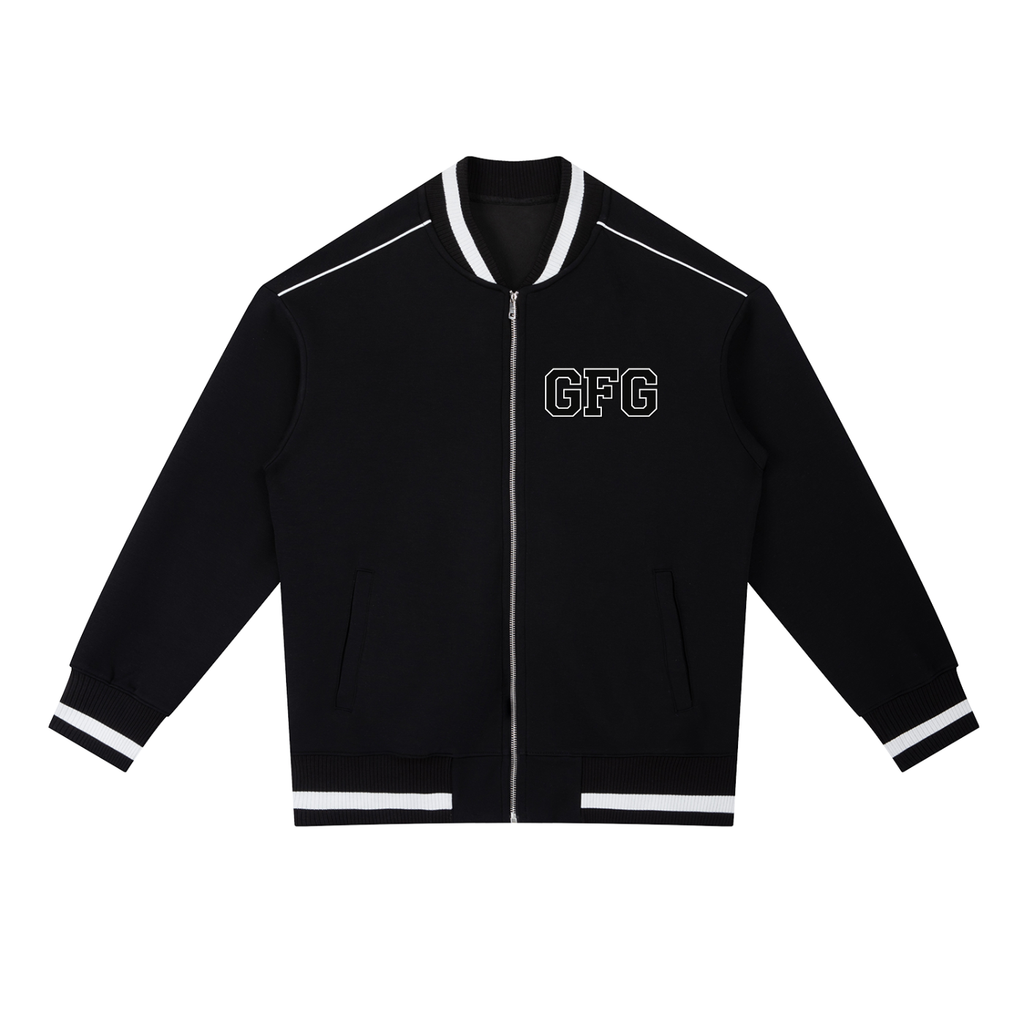 The GFG Heritage Contrast Piping Zip Bomber Jacket — Varsity Block