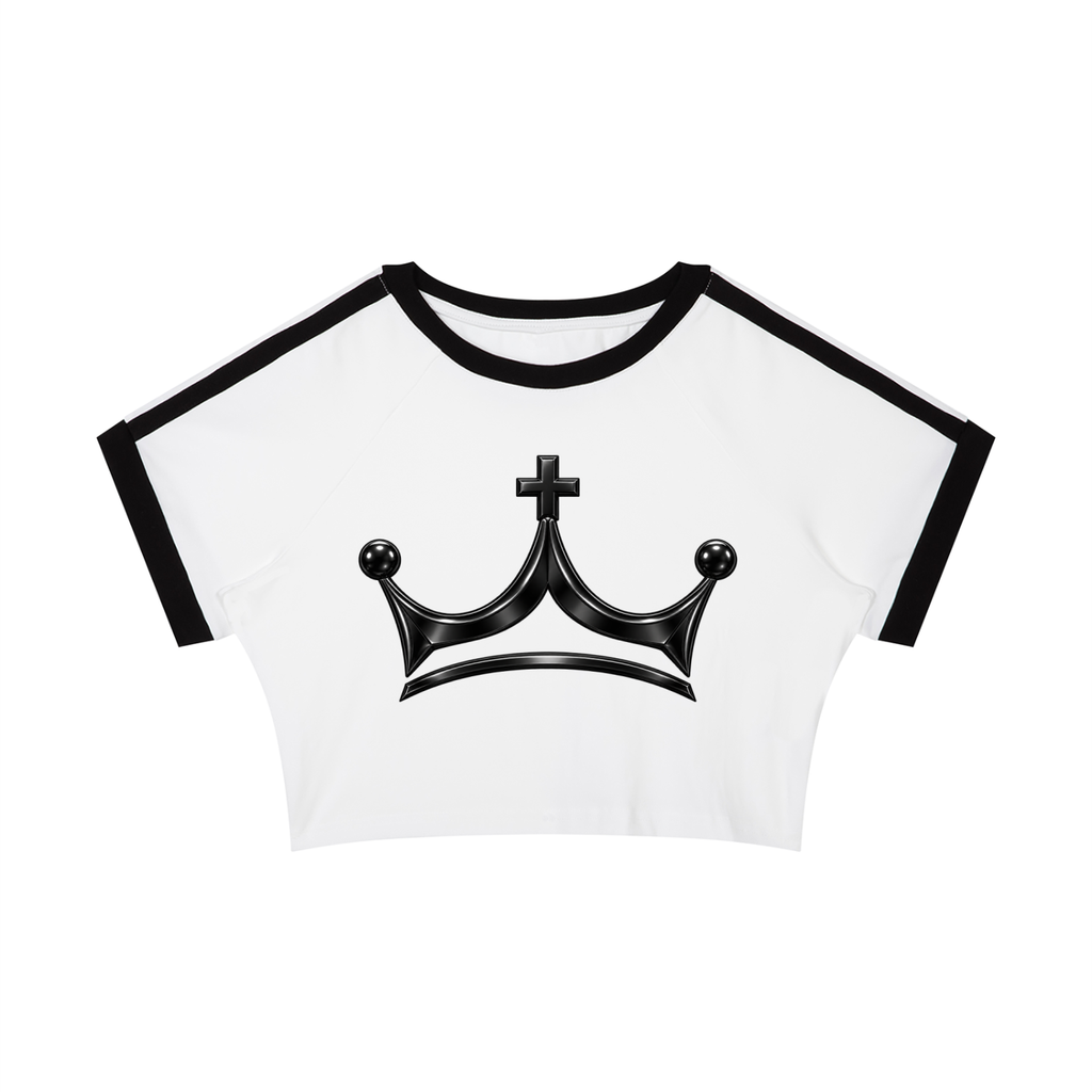 The GFG Heritage Varsity Crop Tee — Black Crown