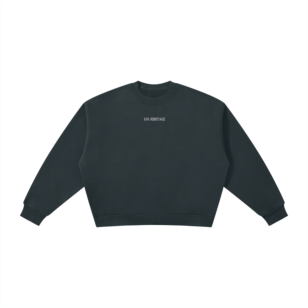 The GFG Heritage Boxy Fleece Crewneck — White Lettering