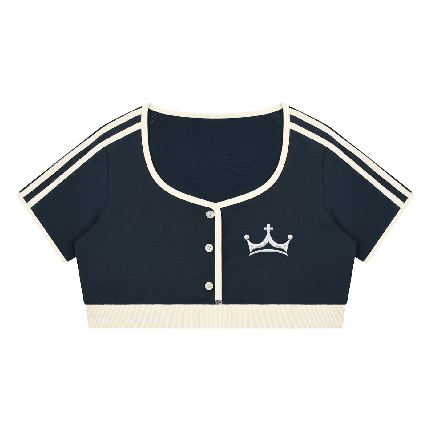 The GFG Heritage Color Block Crop Tee — White Crown
