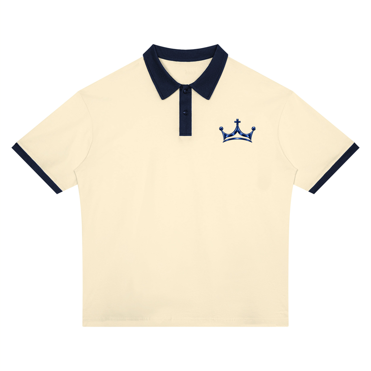 The GFG Heritage Color Block Polo — White & Navy