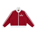 Contrast Side Stripe Fleece Cropped Track Jacket