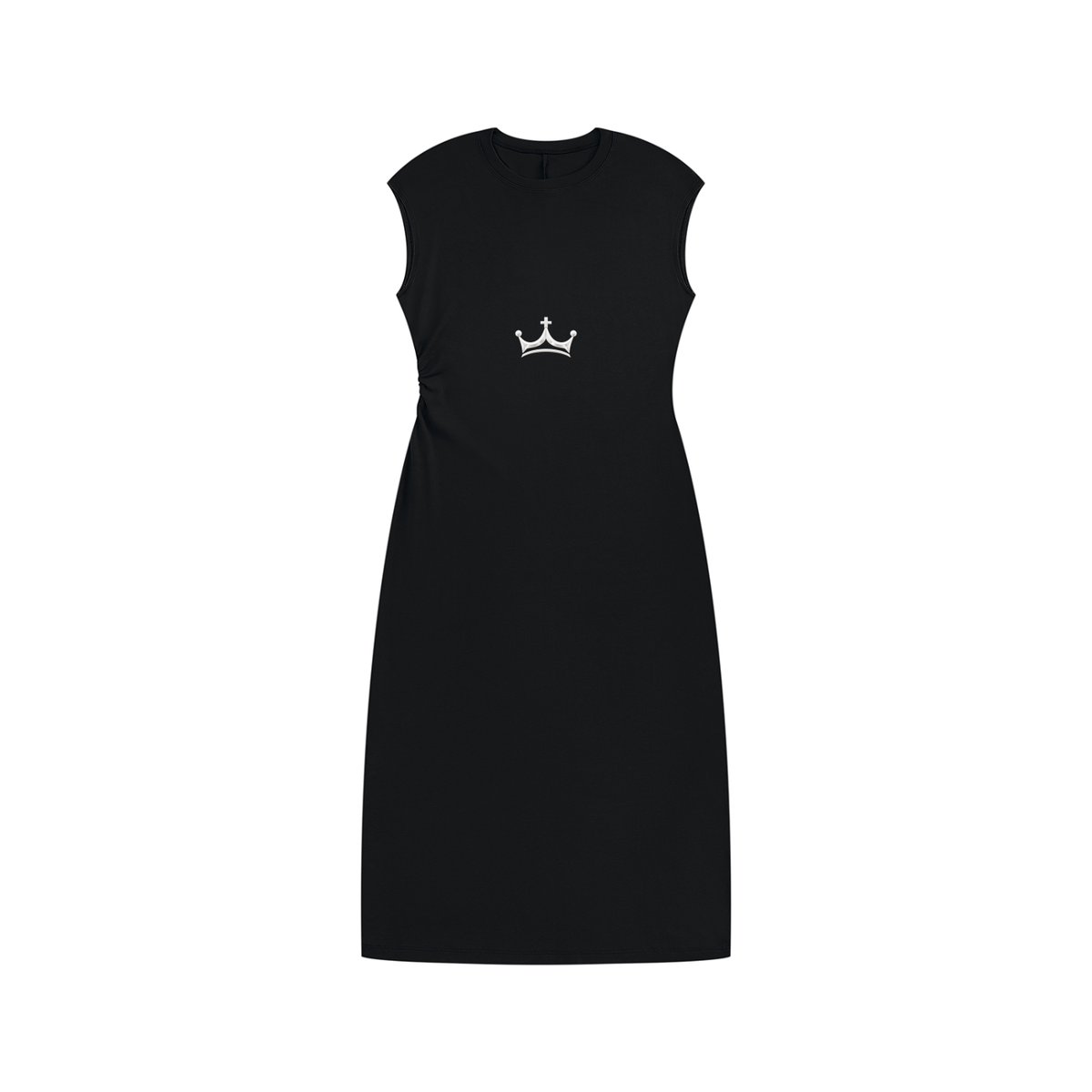 The GFG Heritage Ruched Midi Dress — Silver Crown