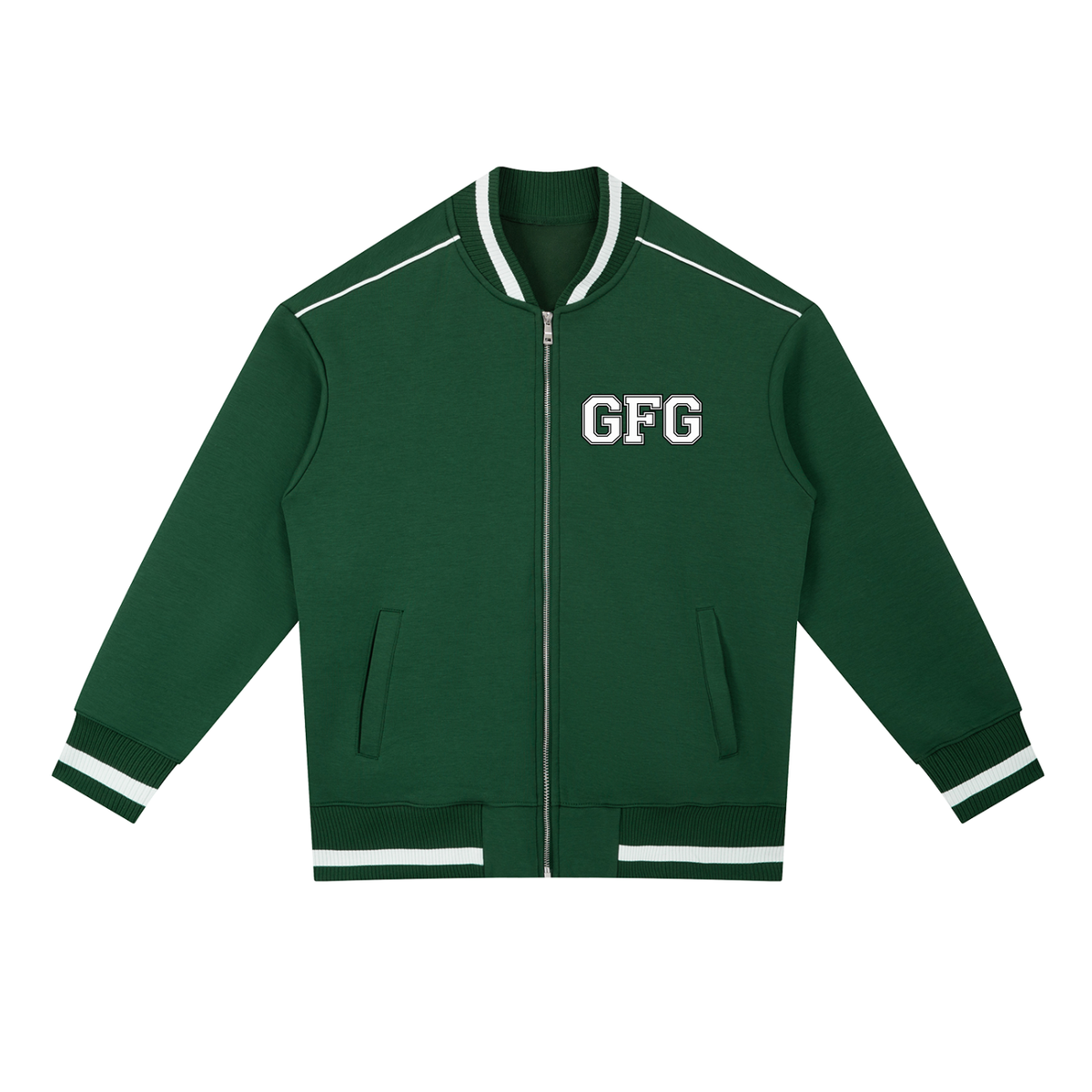 The GFG Heritage Contrast Piping Zip Bomber Jacket — Varsity Block
