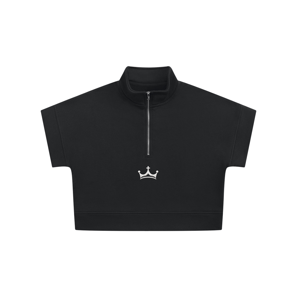 The GFG Heritage Quarter-Zip Crop Sweatshirt — White Crown