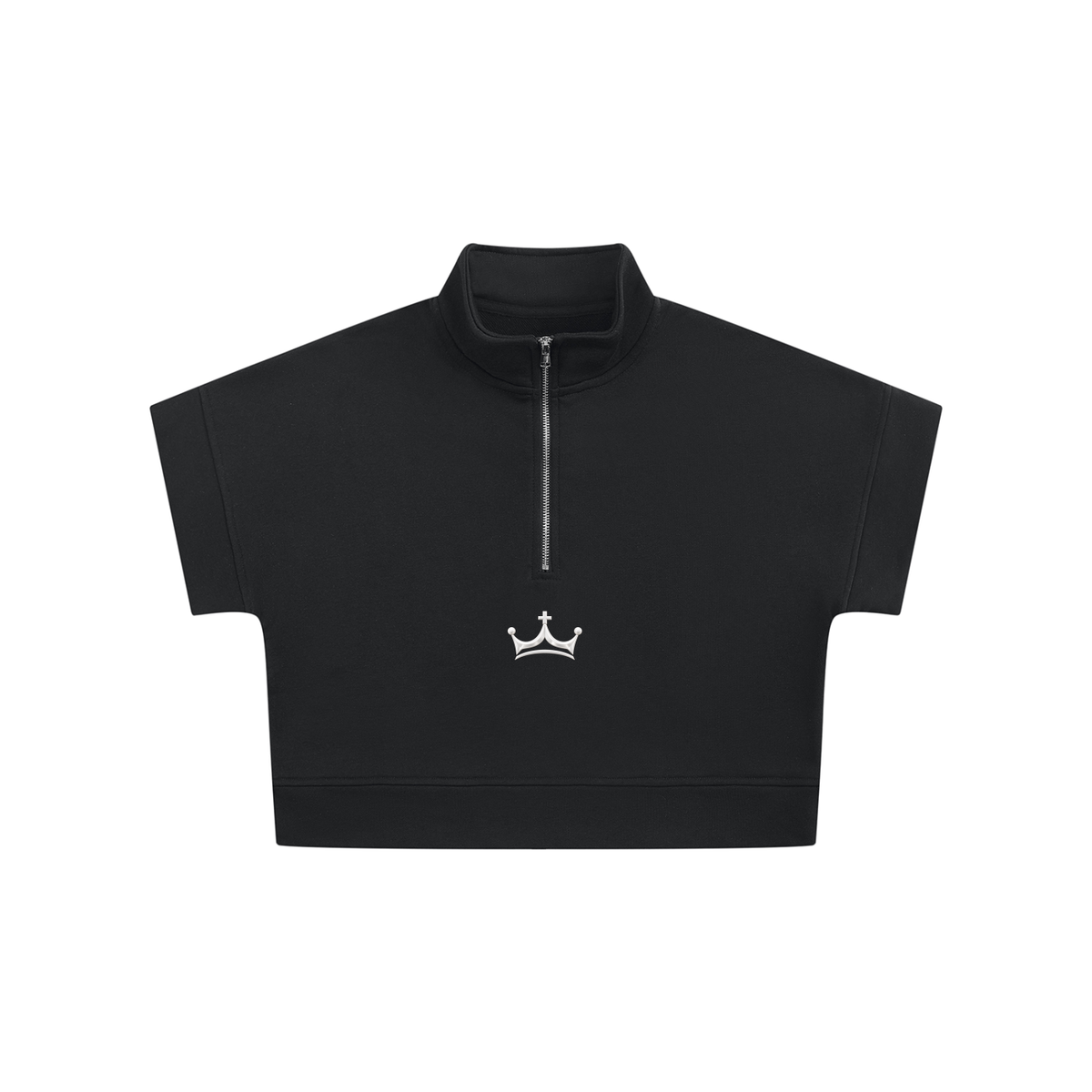 The GFG Heritage Quarter-Zip Crop Sweatshirt — White Crown