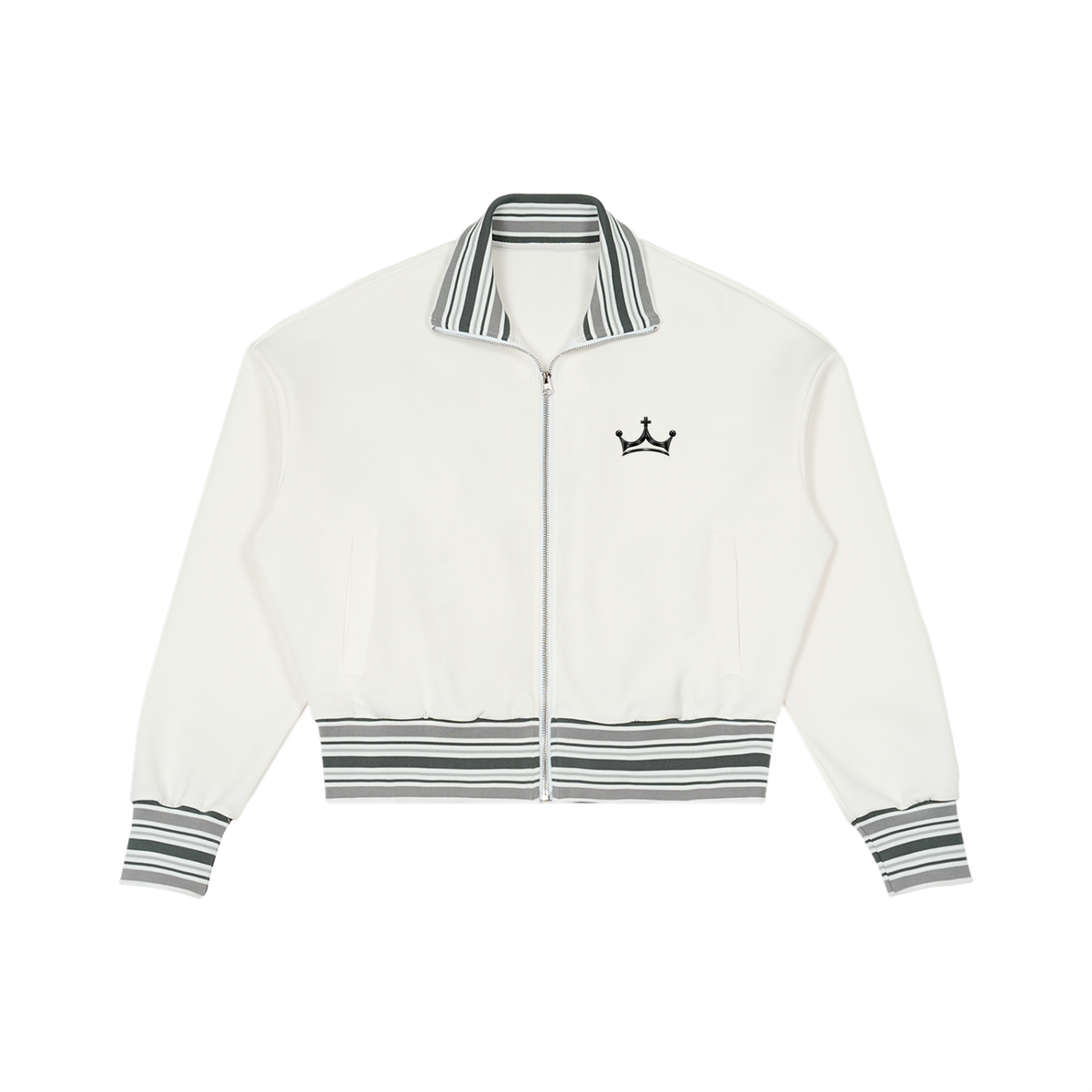 The GFG Heritage Striped Collar Track Jacket — Black Crown