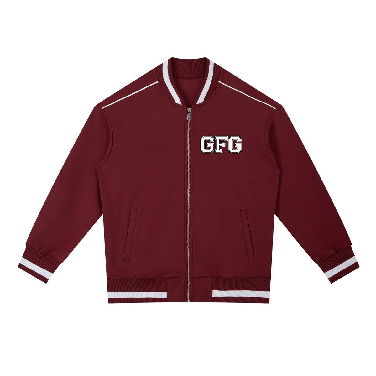 The GFG Heritage Contrast Piping Zip Bomber Jacket — Varsity Block