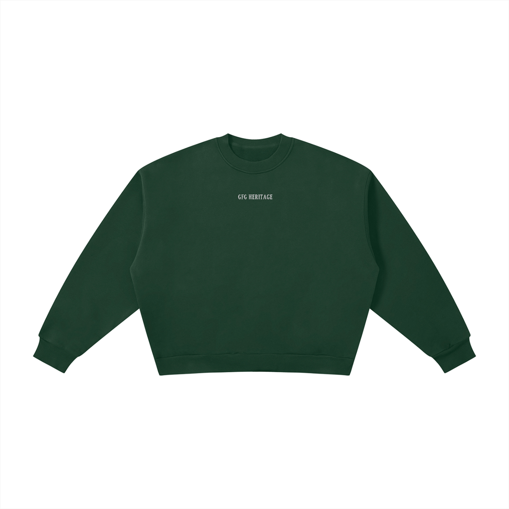The GFG Heritage Boxy Fleece Crewneck — White Lettering