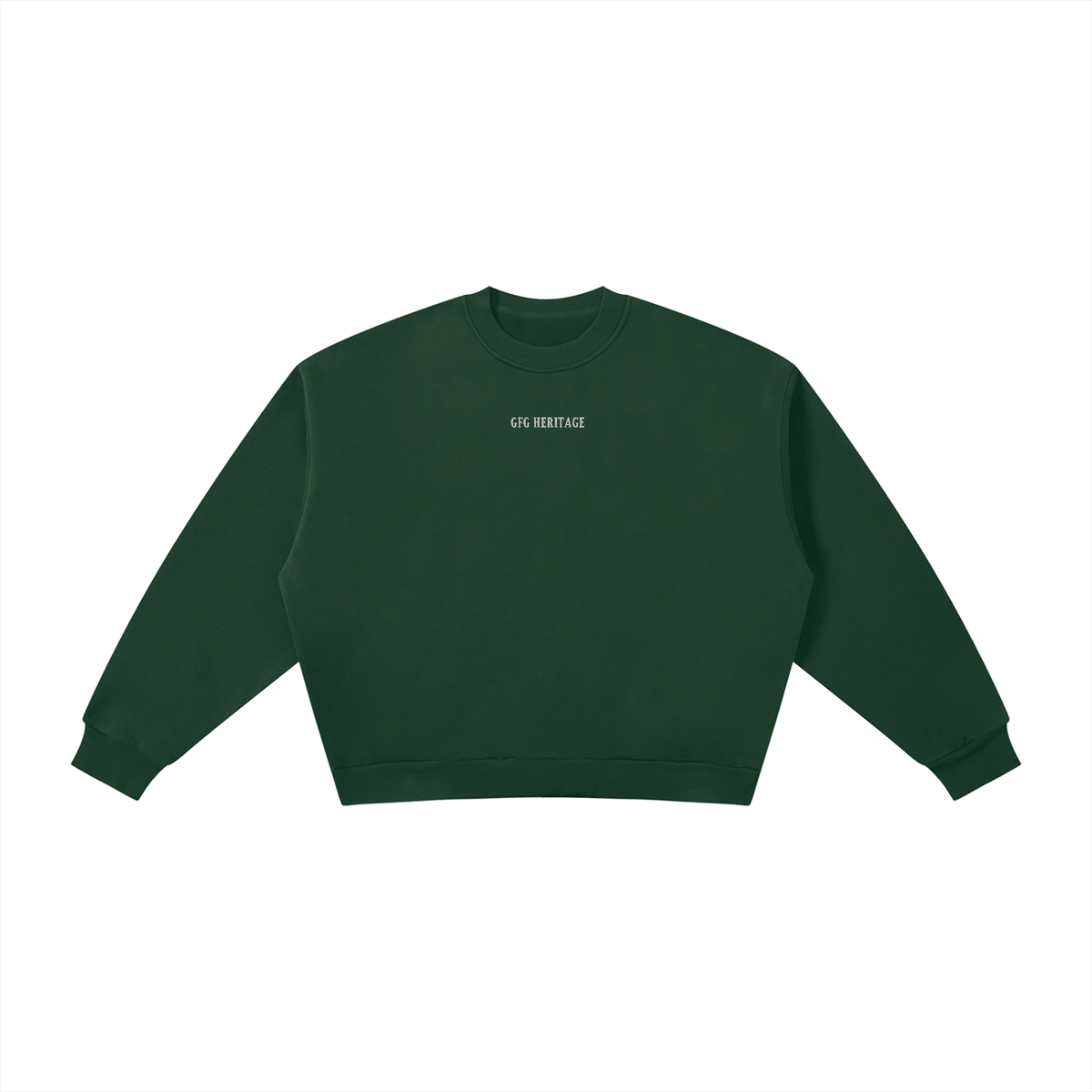The GFG Heritage Boxy Fleece Crewneck — White Lettering