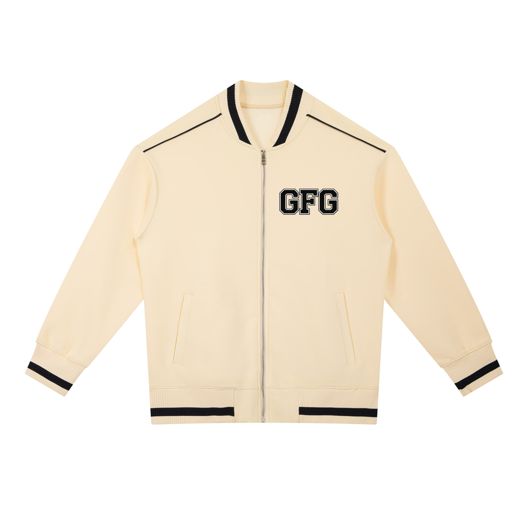 The GFG Heritage Contrast Piping Zip Bomber Jacket — Varsity Block