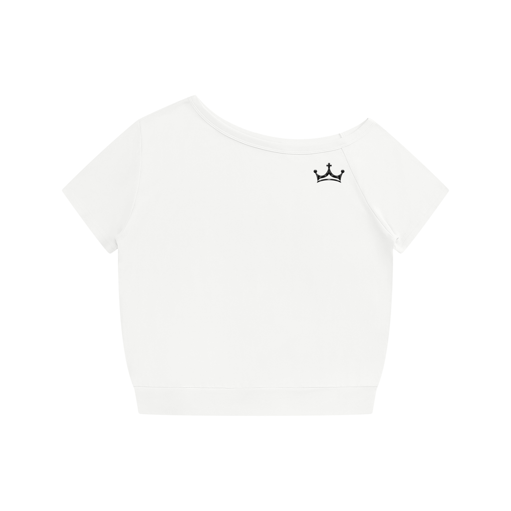 The GFG Heritage Off-the-Shoulder Tee — Black Crown