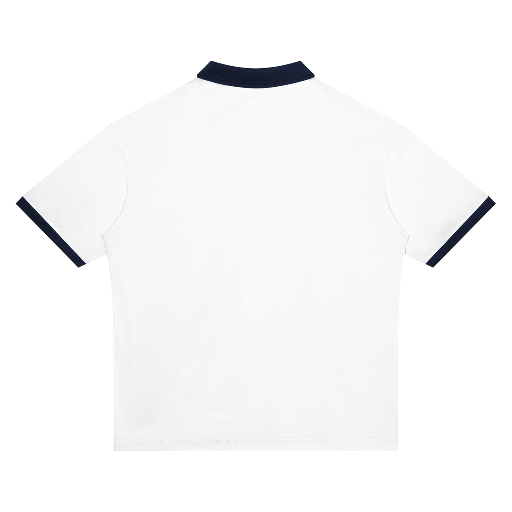 The GFG Heritage Color Block Polo — White & Navy