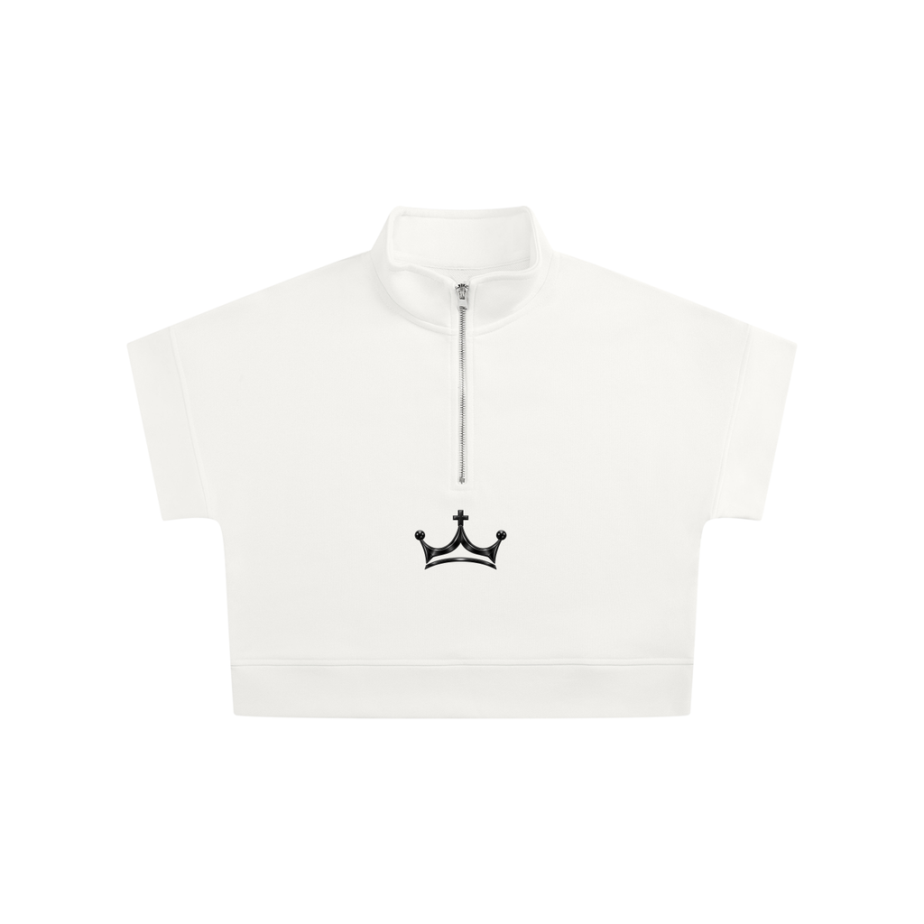 The GFG Heritage Quarter-Zip Crop Sweatshirt — Black Crown