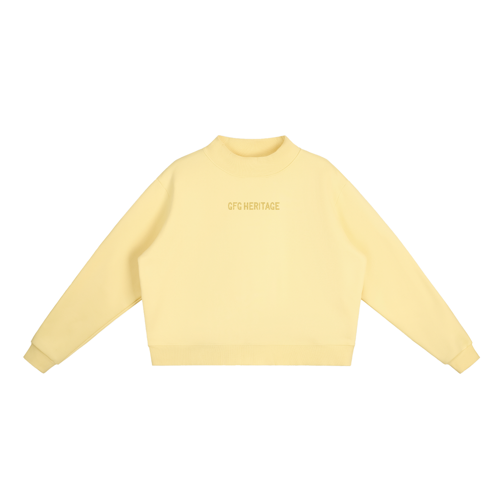 The GFG Heritage Essential Fleece Mock-Neck Sweatshirt — Gold Lettering
