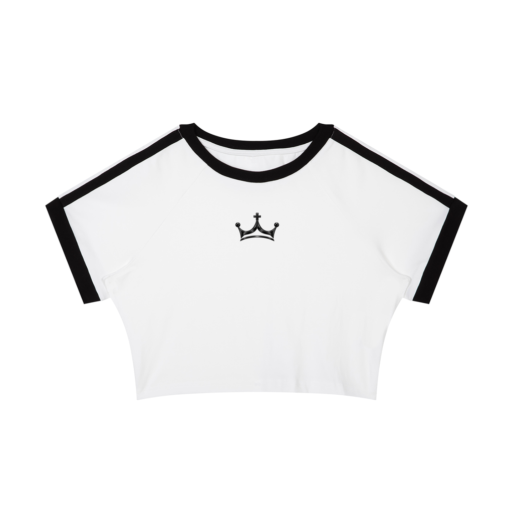The GFG Heritage Collegiate Crop Tee — Black Crown