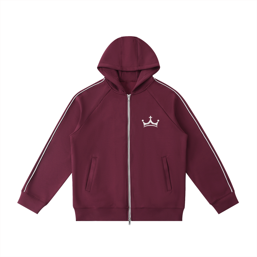 The GFG Heritage Raglan Zip Hoodie — Silver Crown