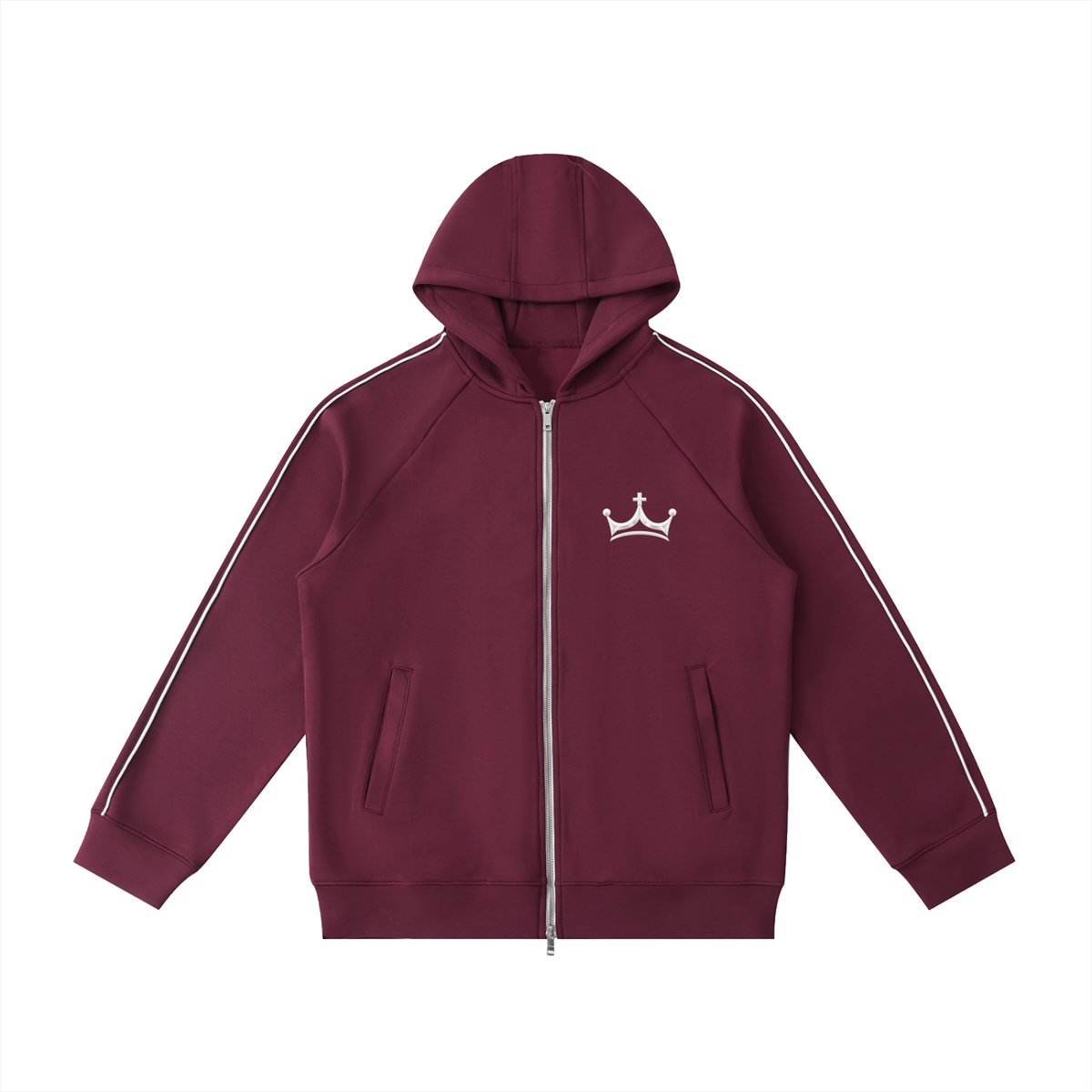 The GFG Heritage Raglan Zip Hoodie — Silver Crown
