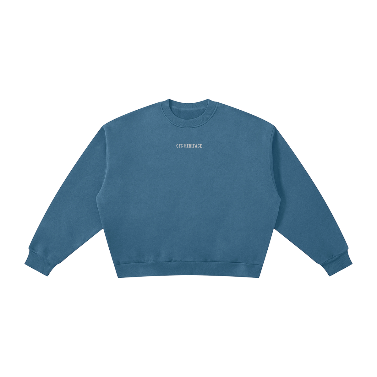The GFG Heritage Boxy Fleece Crewneck — White Lettering