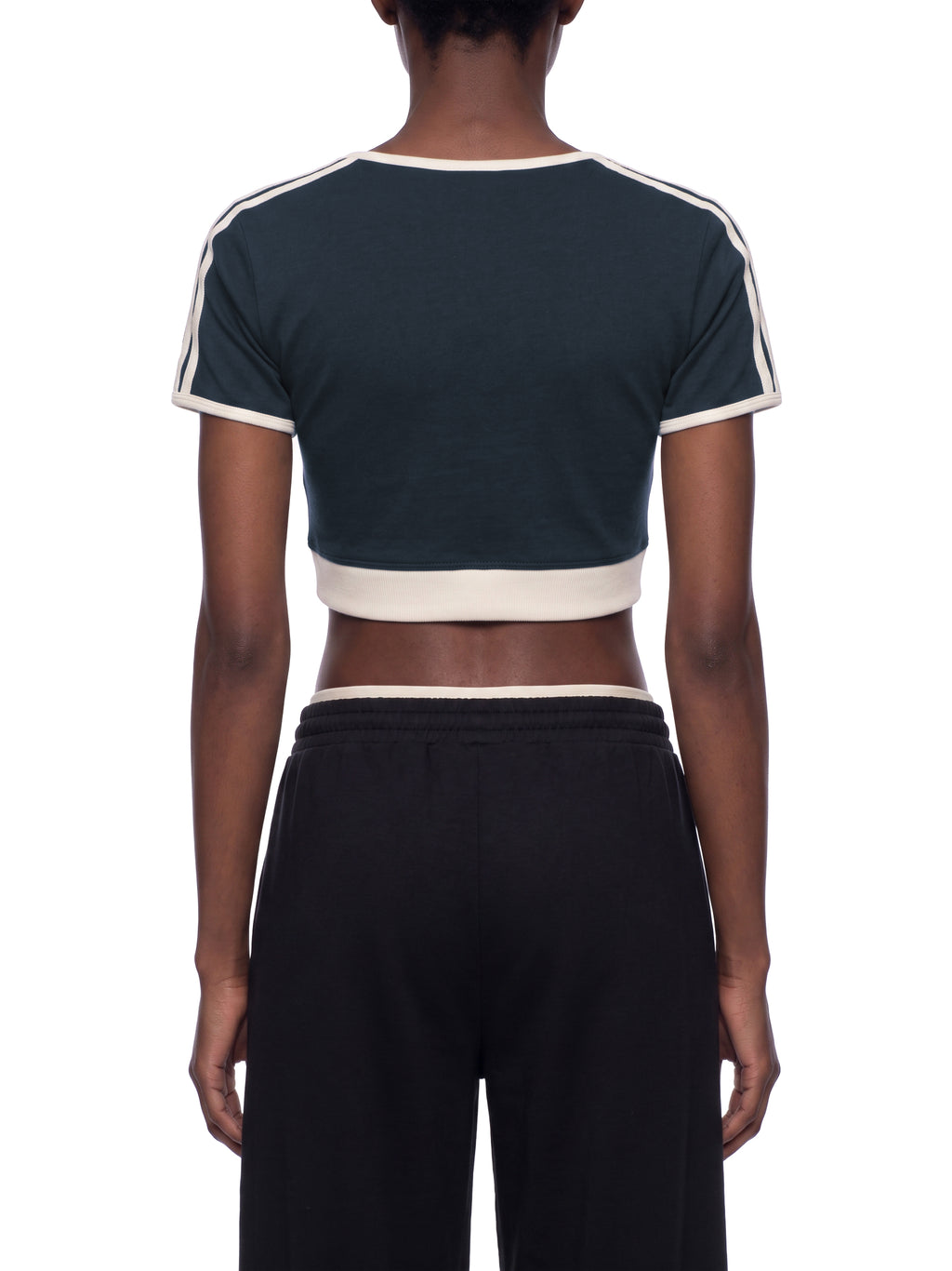 The GFG Heritage Colour Block Crop Tee — Black Crown
