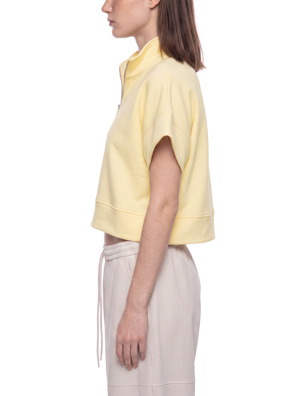 The GFG Heritage Quarter-Zip Crop Sweatshirt — White Crown